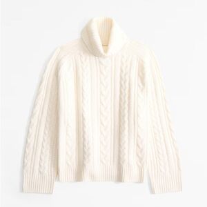 Abercrombie & Fitch Cream Cable Easy Funnel Neck Knit Sweater